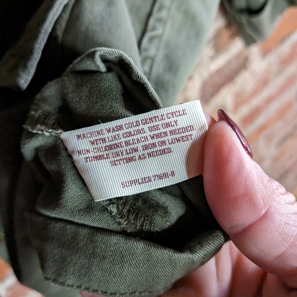 Arizona Jean Company Medium Olive Green Full Zip Army Cargo Jacket w/Cinch Waist - Picture 5 of 10